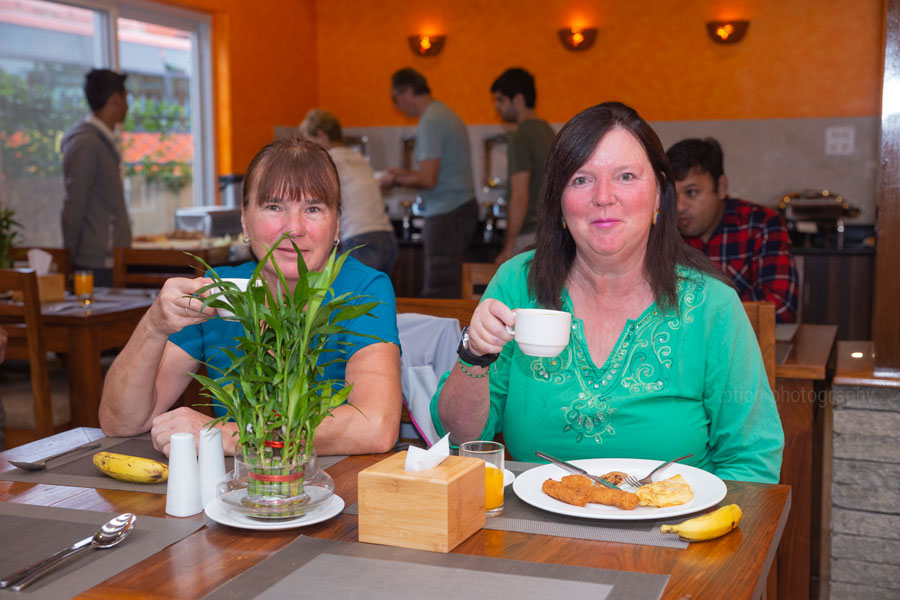 Having Breakfast at the Restaurant
